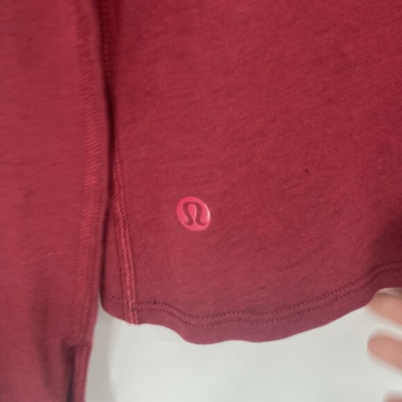 Lululemon Size M (NO SIZE TAG) Red Maroon Anahatasana Scoop Long Sleeve Tee Pima - Picture 11 of 13